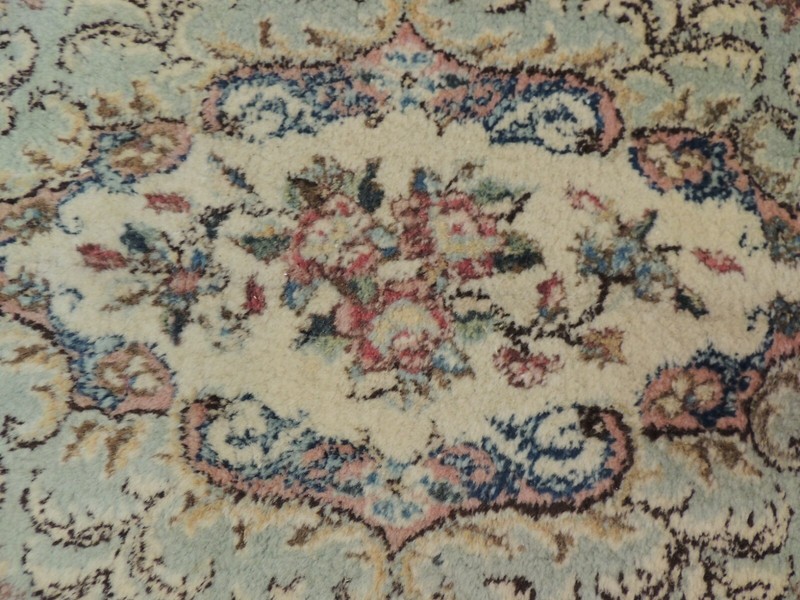 10x14 Antique Kermaan Oriental Area Rug wool Pastel Green Pink Salmon gallery