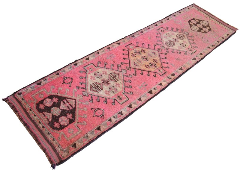3x12 ft Runner Turkish Oushak Rug HandMade PINK Hallway Rug actual 3.3x12 ft gallery