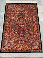 100% Silk Rug Floral Design Silk Rug Handmade Fringes and Borders 3×5 ft