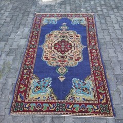 Oversize Turkish Vintage Area Rug 4.92 x 8.4 ft , 5×8 Handmade 150 x 256 cm
