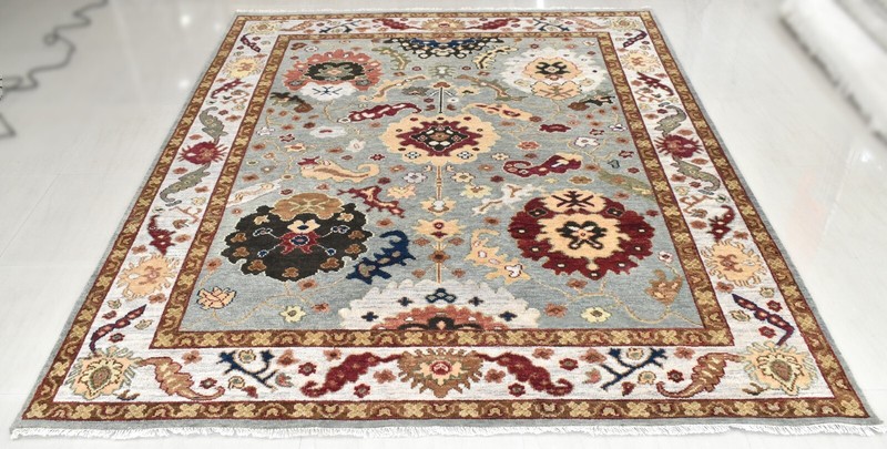 4x6 RUST OUSHAK RUG COLORFUL HANDMADE handwoven oriental coral persimmon blue gallery
