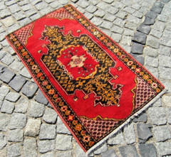 Vintage Turkish Rug 27” x 46” Hand-knotted Kurdish Rug East Anatolian Wool Rug