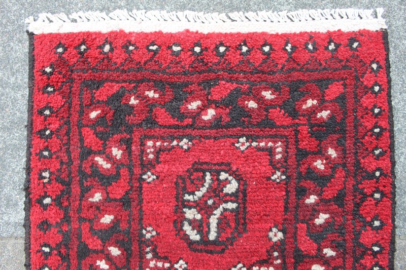 Vintage Hand Made Traditional Rug Oriental Wool Red Small Rug 63x48cm gallery