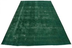 Vintage Overdyed Rug 9’9” x 12’7” Green Wool Hand-Knotted Oriental Carpet