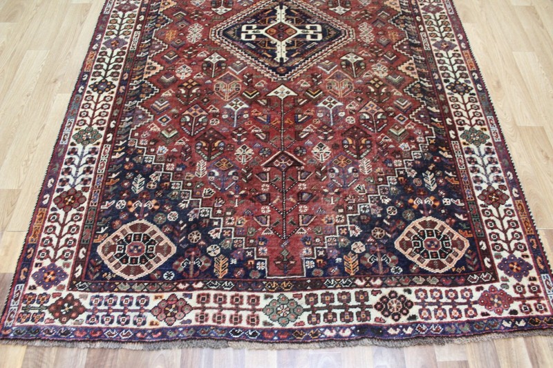 ANTIQUE HAND KNOTTED QASHQAI WOOL RUG NOMAD RUG ORIENTAL TRIBAL RUG 245 X 158 CM gallery