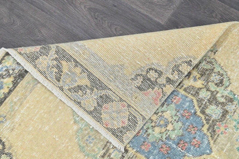 Vintage Turkish Runner Rug 2x12ft Wool Anatolian Handmade Hallway Oushak BEIGE gallery