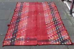 Vintage Tribal Traditional Hand Made Oriental Red Wool Mojj Kilim 196x116cm