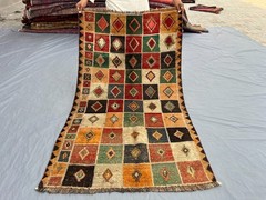 Turkish-Inspired Moroccan Style Rug, Diamond Pattern, Wool Nomadic Fine Rug