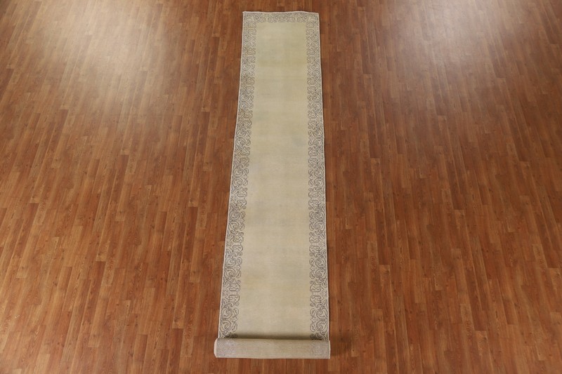 Hand-knotted Muted Traditional Bordered 16 ft. Long Runner Rug 15' 8" x 2' 8" gallery