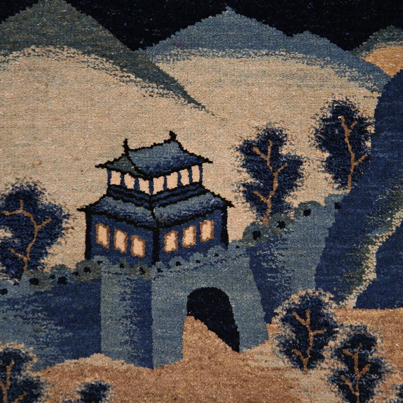ANTIQUE MONGOLIAN WOOL PILE RUG LANDSCAPE CARPETS LATE 19TH C. gallery