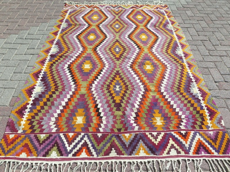 Oriental Kilim Boho Rugs, Handmade Floor Carpet, Large Teppiche Tapi Rug 66"x96" gallery