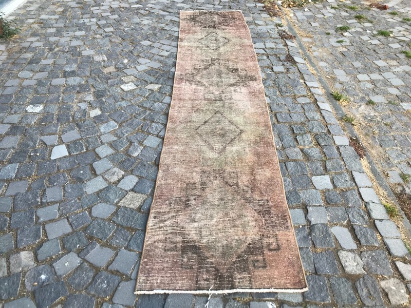 Turkish Vintage Rug Handmade Wool Rug Bohemian Runner Rug Home Rug 2,2 x 10, ft gallery