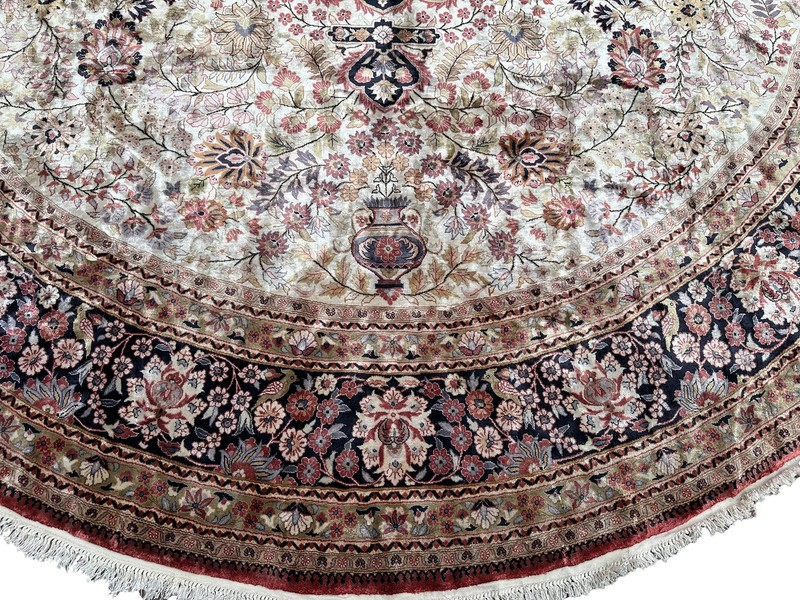10x10 Exceptional Vintage Round Fine Silk Rug Natural Pure Silk 305cm x 305cm gallery