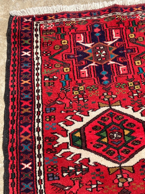 Vintage Traditional Hand-knotted Geometric Tribal Oriental Wool Rug 103x68 cm gallery
