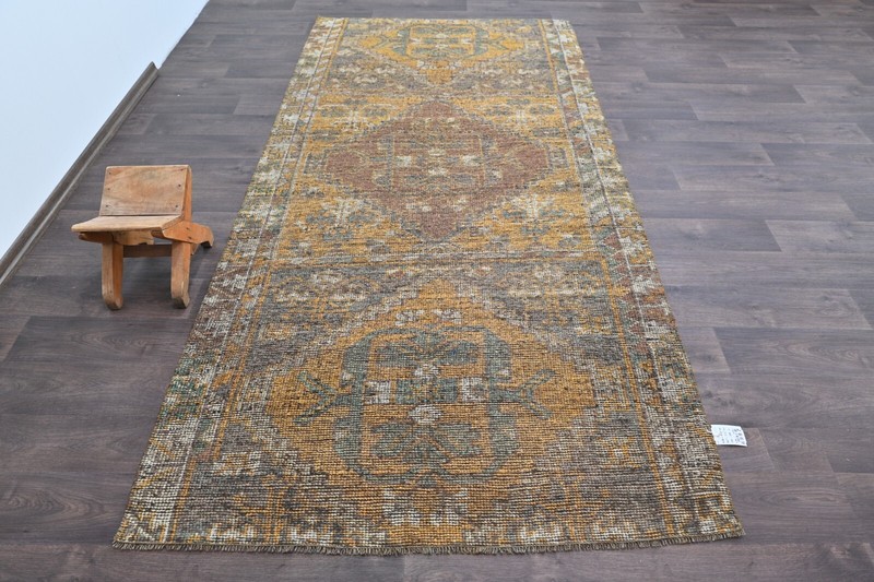 Oushak Turkish Vintage Rug 4x9 Kilim Rug Anatolian Handmade Boho Decor ORANGE gallery