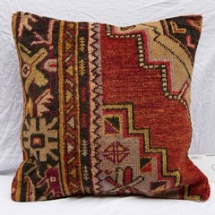 20″x20″ 50×50 Hand Knotted Rug Turkish Anatolian Vintage Pillow Cover Cushion