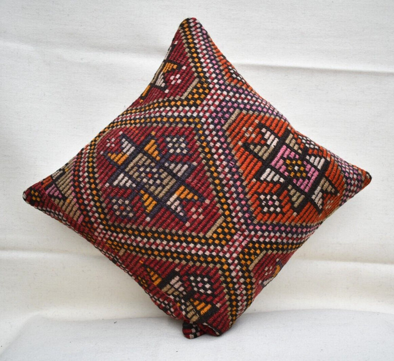 16''x16'' Decorative Handmade Turkish Kilim Pillow Cover Sofa Rug Cushion Cover gallery