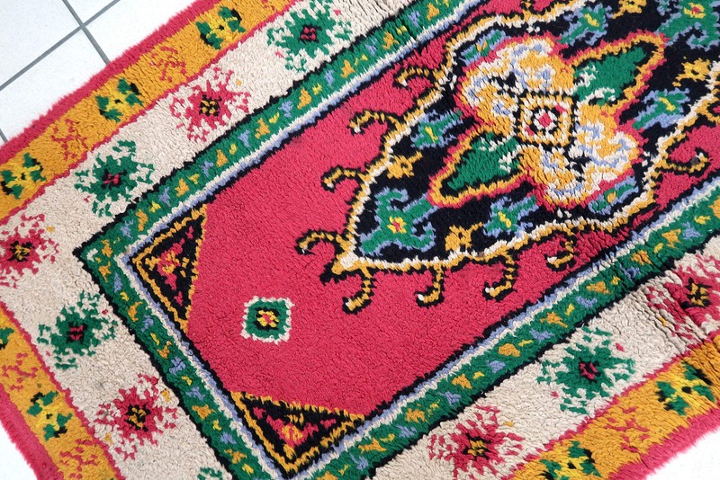 Vintage French Savonnerie rug 2.9' x 5.7' (90cm x 176cm) 1960s - 1C847 gallery
