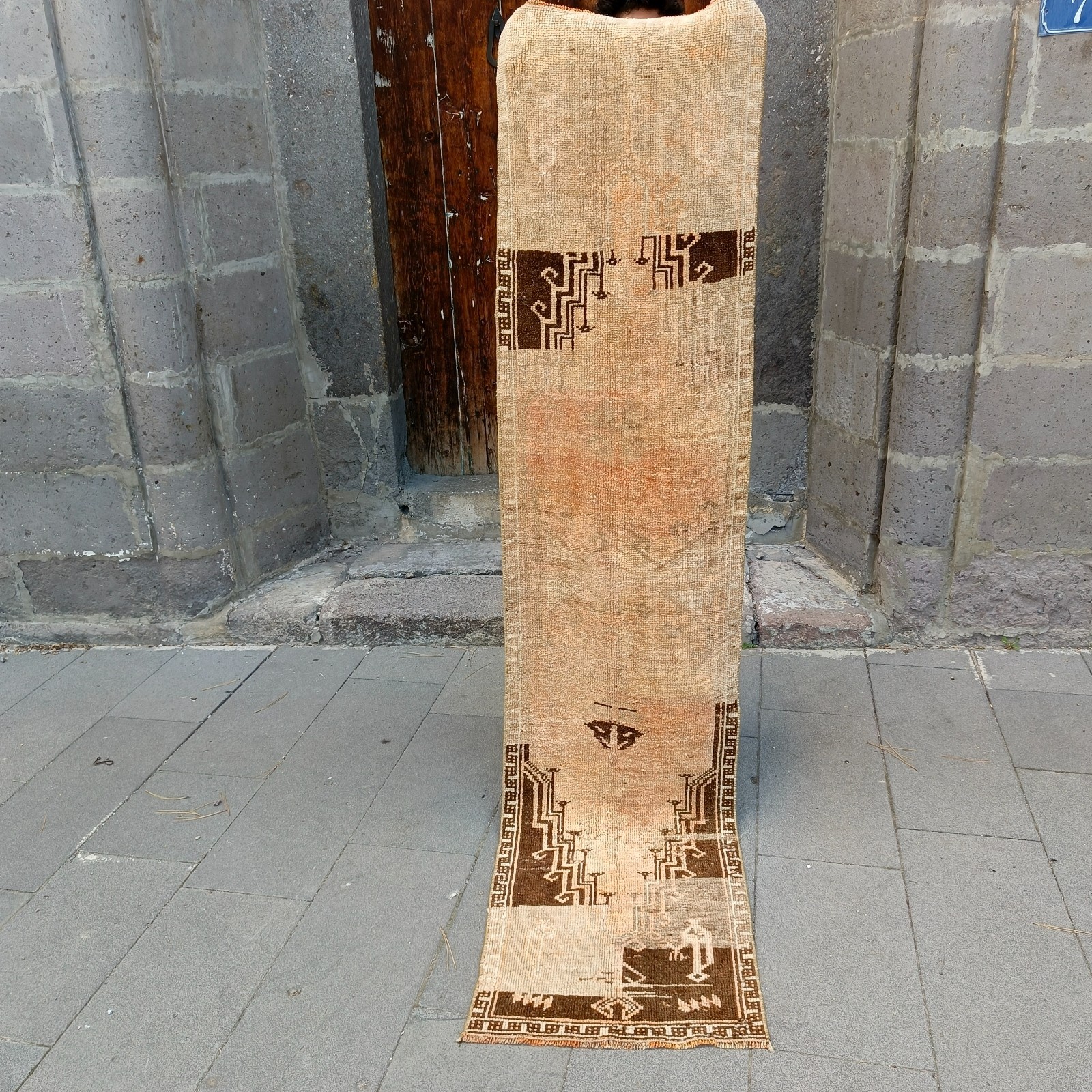Unique 2x7 Turkish rug 1.71 x 7.38 ft Vintage Handmade rug 52 x 225 cm runner gallery