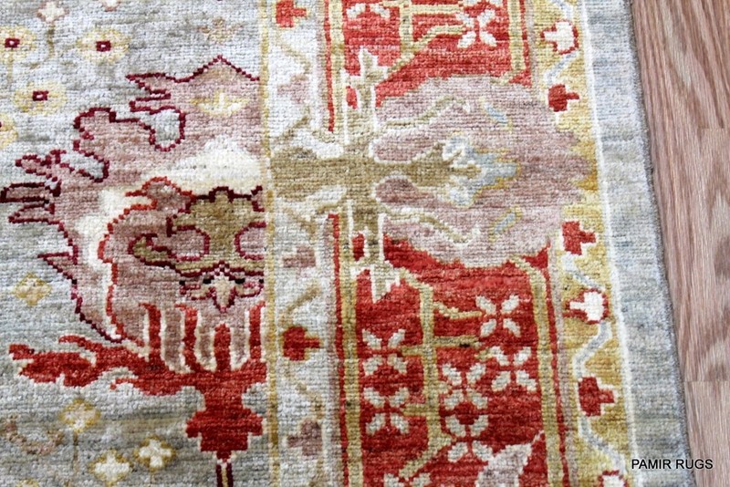 _HAND_MADE_RUG_OUSHAK_DESIGN_6' x 9' KNOTTED USHAK Design Peach VEGETABLE DYED gallery