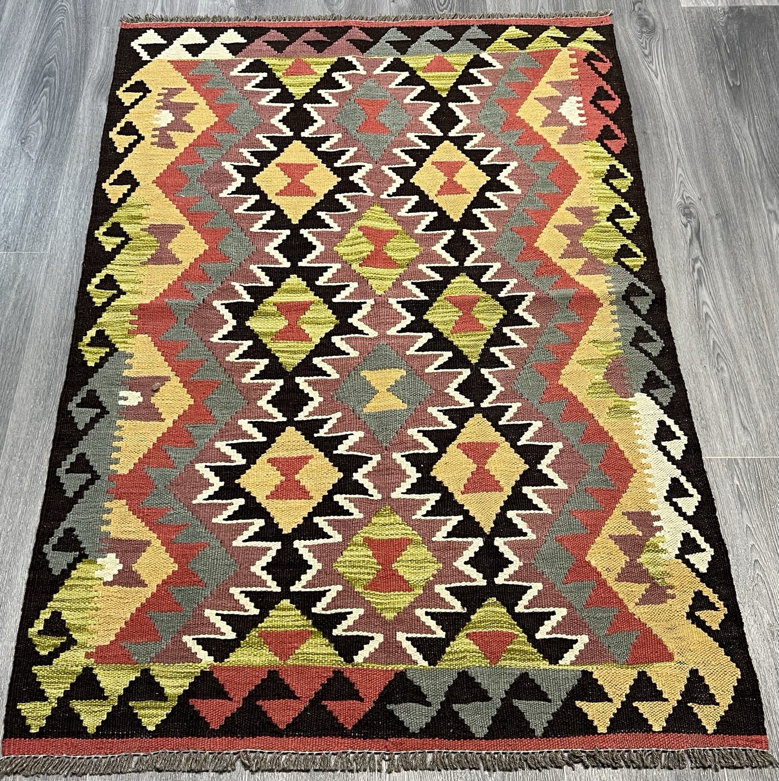 Vintage Kilim Traditional Hand Made Oriental Wool Kilim 5ftx3.2ft 145cmx99cm gallery