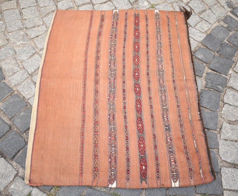 Stunning! Antique Rare Turkoman Yomud Camel Chuval Collector's Item Mafrash Rug gallery