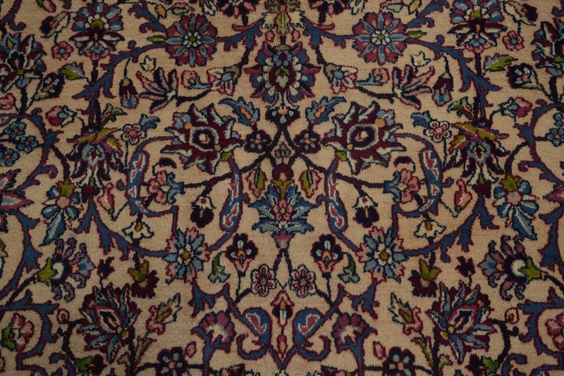 Vegetable Dye Traditional Ivory Wool Palace Size Rug Vintage Handmade Rug 11x17 gallery
