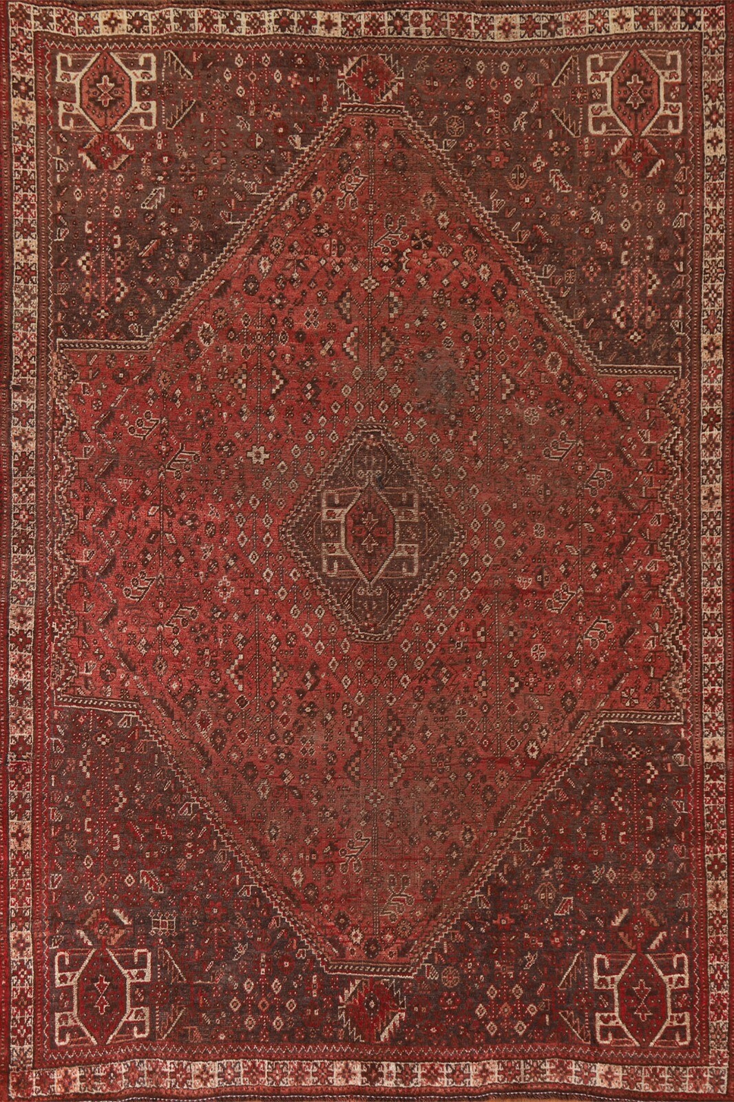 Pre-1900 Tribal Kashkoli/ Abadeh Vegetable Dye Handmade Antique Rug Carpet 6'x8' gallery
