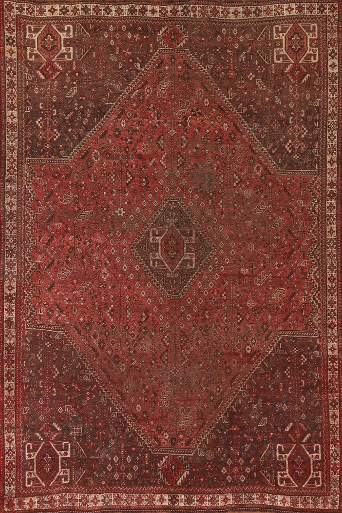 Pre-1900 Tribal Kashkoli/ Abadeh Vegetable Dye Handmade Antique Rug Carpet 6'x8'