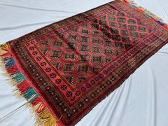 3×6 ft Afghan Hand Knotted Antique Rug Turkish Geometric Oriental Baluchi Carpet