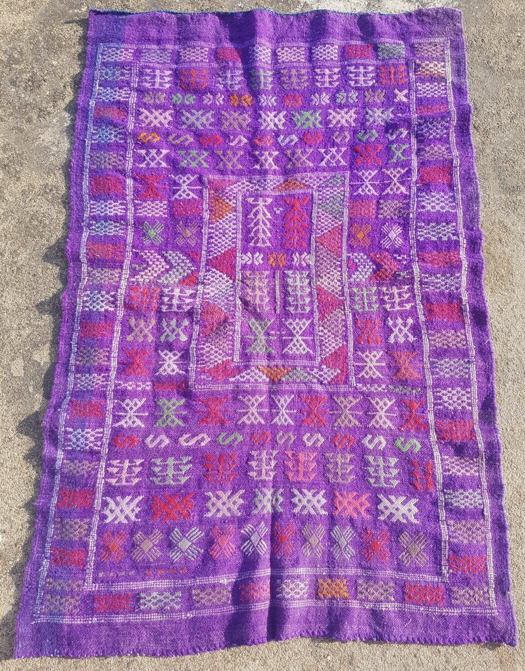 Vintage Handmade Traditional Beautiful Moroccan Kilim Floor Rug Carpet 133x87 cm gallery