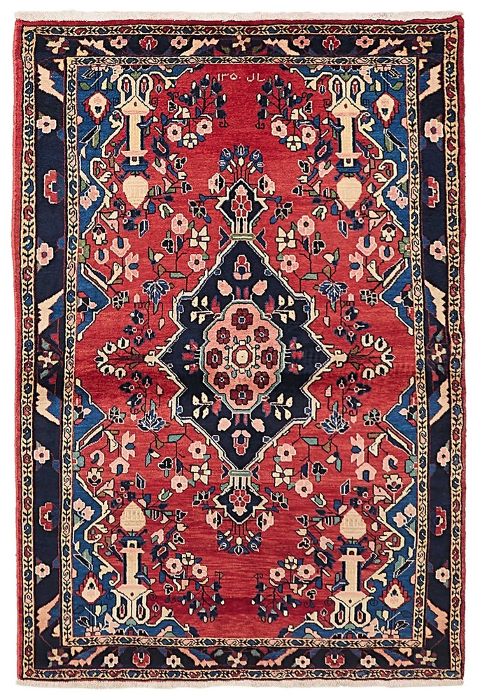 Vintage Hand-Knotted Area Rug 3'9" x 5'8" Traditional Oriental Wool Carpet