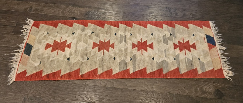 Vintage Turkish Kilim Style Navajo Rug Runner Red 63" X 45" Antique gallery