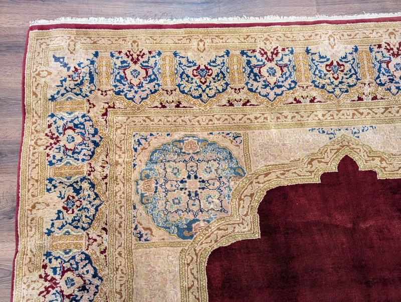 Per'sian Kirman Rug 8x11, Red Semi Open Field, Handmade Wool Carpet gallery