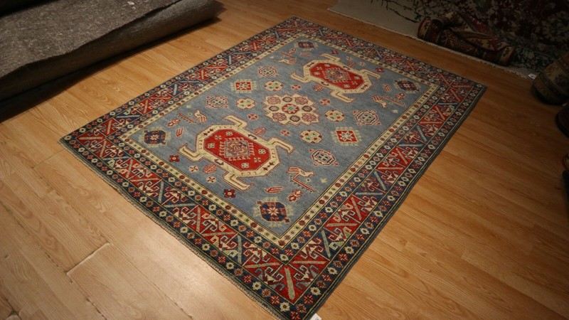 5x7 AFGHAN-REFUGEE CAUCASIAN VEGETABLE DYE HANDMADE-KNOTTED WOOL RUG 585015 gallery