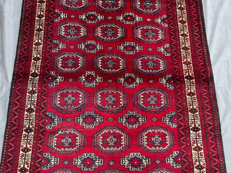 5x8'2 ft Vintage Afghan Turkmen Hand Knotted Wool All Over Bokhara Gul Rug gallery