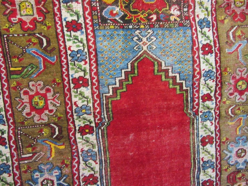 Beautiful Turkish Anatolia Prayer Rug Semi-Antique 41" x 58" Hand-Made Wool VG gallery