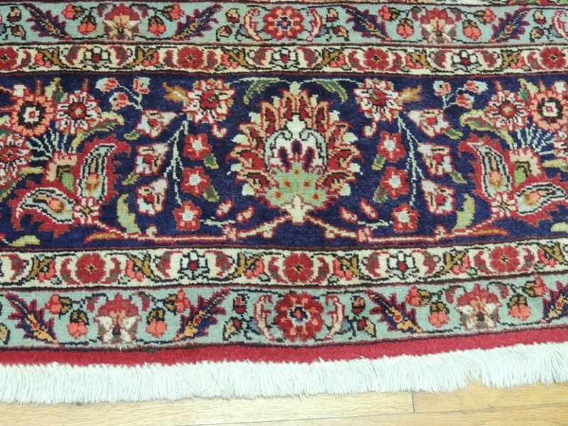 10x13 10x14 semi-Antique Kashaan Oriental Area Rug wool Red Navy Blue Green gallery