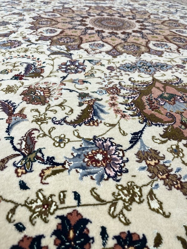 6’ 6”x9’ 10” FINE ORIENTAL RUG WOOL SILK VINTAGE HANDMADE HAND-KNOTTED COLORFUL gallery