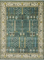 Traditional Floral Green Turkish Oushak Rugs 6×9 7×10 8×10 9×12 10×14 12×15 Rugs