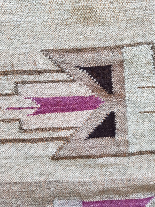 Vintage Handmade Peruvian Geometric Wool Kilim Rug Carpet 205x157cm gallery