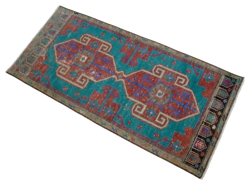 Wool Door Mat, Vintage Turkish Rug Handmade Small Rug, Kitchen Rug 2x4 ft approx gallery