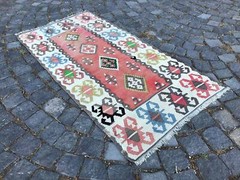 Handmade Wool Kilim Turkish Vintage Kilim Bohemian Area Kilim 4.5 X 2.3 Ft