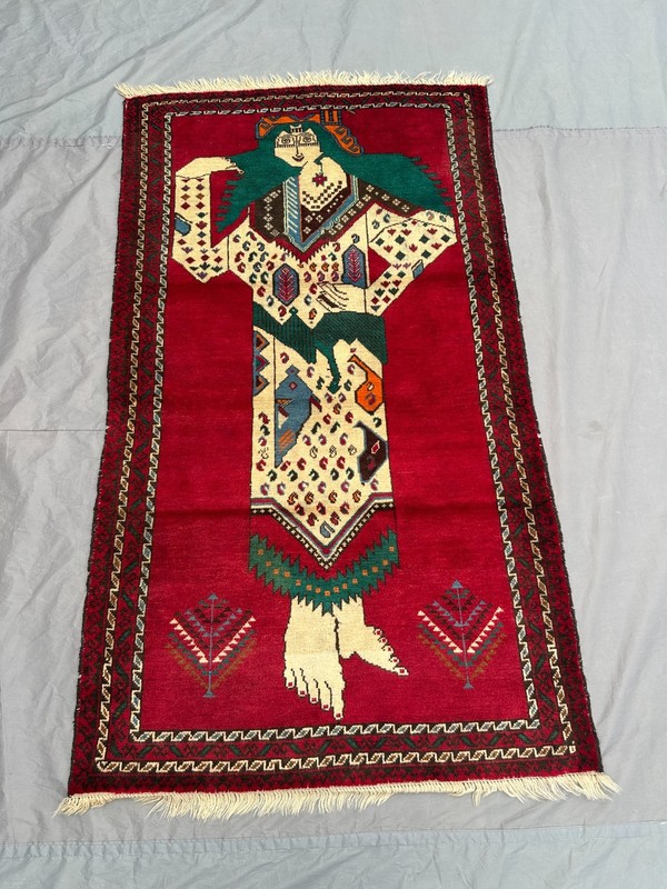 3x5 Afghan Pictorial Baluchi Queen Hand-Knotted Rug – Unique Wall Hanging Rug gallery