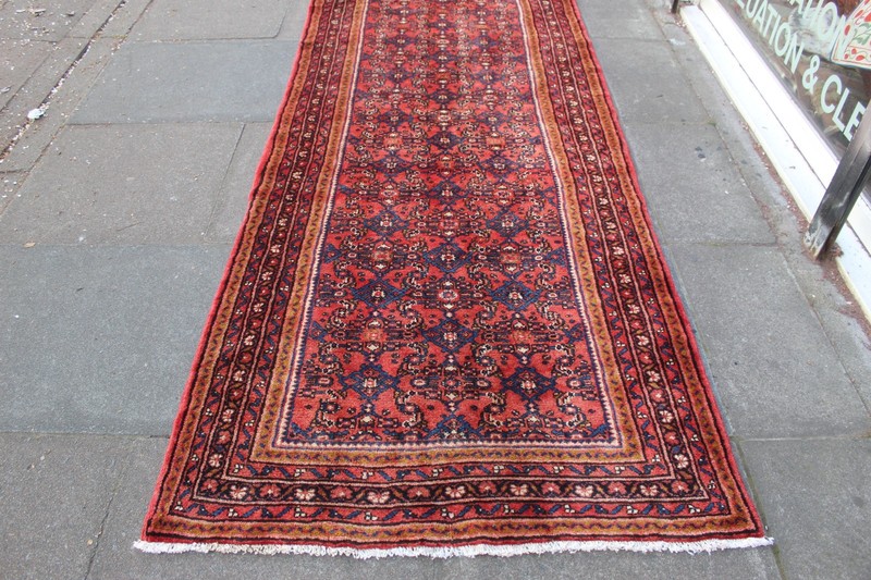 Vintage Hand Made Traditional Oriental Wool Red Long Runner 495x105cm gallery