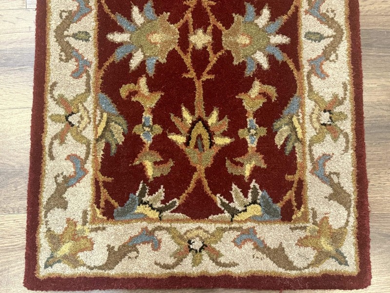 Small Floral Wool Rug 2x3, Safavieh Heritage Collection, Dark Red & Cream gallery