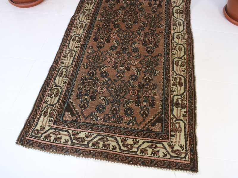 2x10 Red Beige Runner Rug, Handmade Turkish Rug, Vintage Medallion, 2.6x9.7 Ft gallery