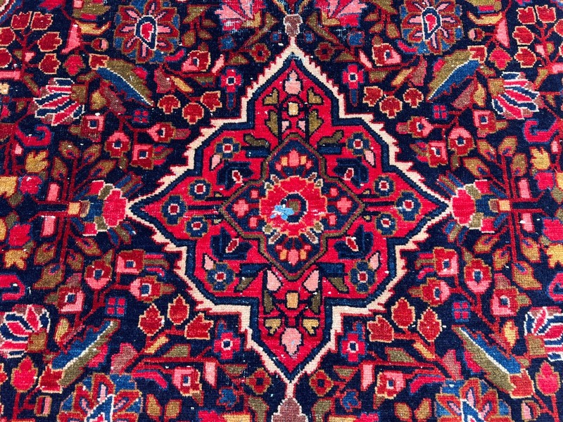 4'5x7'3 Ft Vintage Afghan Floral Handwoven Wool Rug - Traditional Medallion Rug gallery