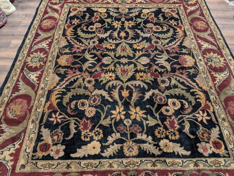 Indo Per'sian Mahal Rug 8x10, Traditional Wool Oriental Carpet, Black and Maroon gallery