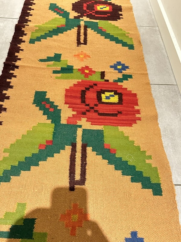 Vintage Handmade Albania Kilim Hall Rug Runner Floral Patterns Wall Hanging 2.9m gallery